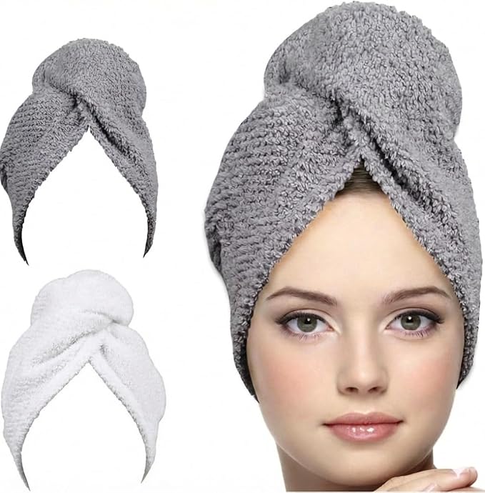KEEPOZ Hair Towel Wrap Quick Dry 100% Cotton Super Absorbent Turban Head Wrap by KEEPOZ