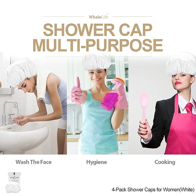 Shower Cap for Women Reusable Extra Large Shower Cap for Men Satin Double Layer - Image 6
