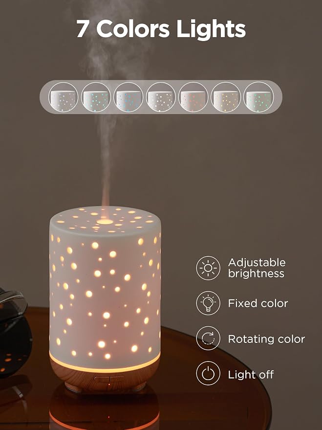 InnoGear Essential Oil Diffuser, 150ml Ceramic Ultrasonic Air Humidifier Cool - Image 6