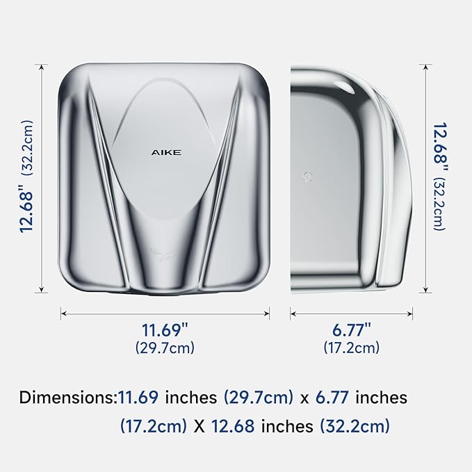 AIKE Elephant Power Commercial Hand Dryer High Speed Auto Warm Wind, Polished - Image 3