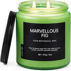 Fig Tree Home Scented Candles, 13oz Organic Soy Wax, 76-Hour Clean Burning by Fivefire