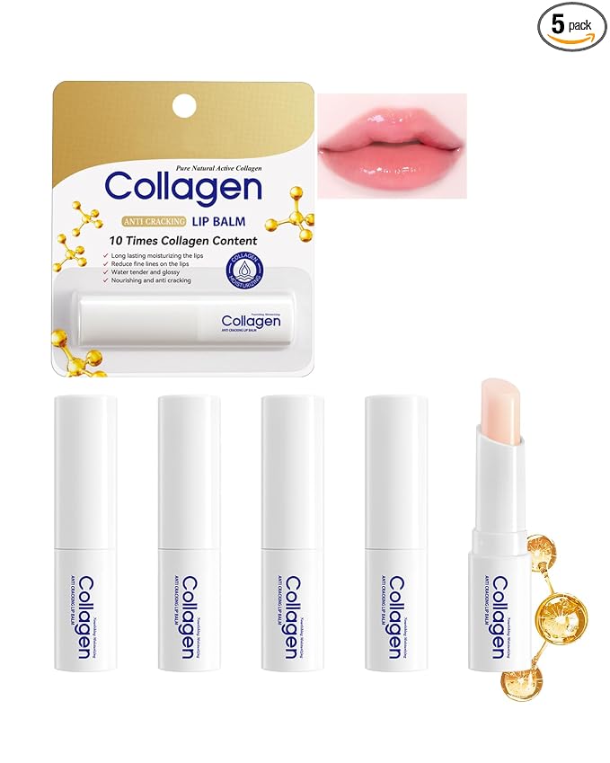 Collagen Lip Balm Set, Dry Lips Care Lip Moisturizer, Nourishing Vegan Lip by LYSdefeu
