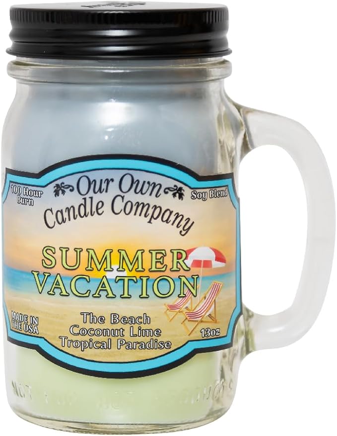 Our Own Candle Company Summer Vacation Scented Mason Jar Candle, 100 Hour Burn by OurOwnCandleCompanycandles
