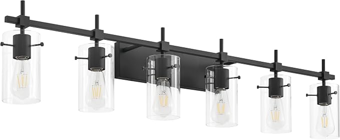 SOLFART Black Vanity Light fixtures 49.2 inch 6 Lights Wall Light Fixtures by SOLFART