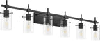 SOLFART Black Vanity Light fixtures 49.2 inch 6 Lights Wall Light Fixtures by SOLFART