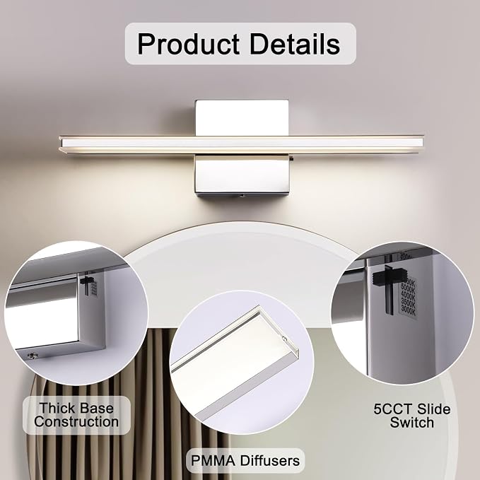 Modern Bathroom Vanity Light 15.7 inch 12W Dimmable 5CCT Led Bath Lights - Image 6