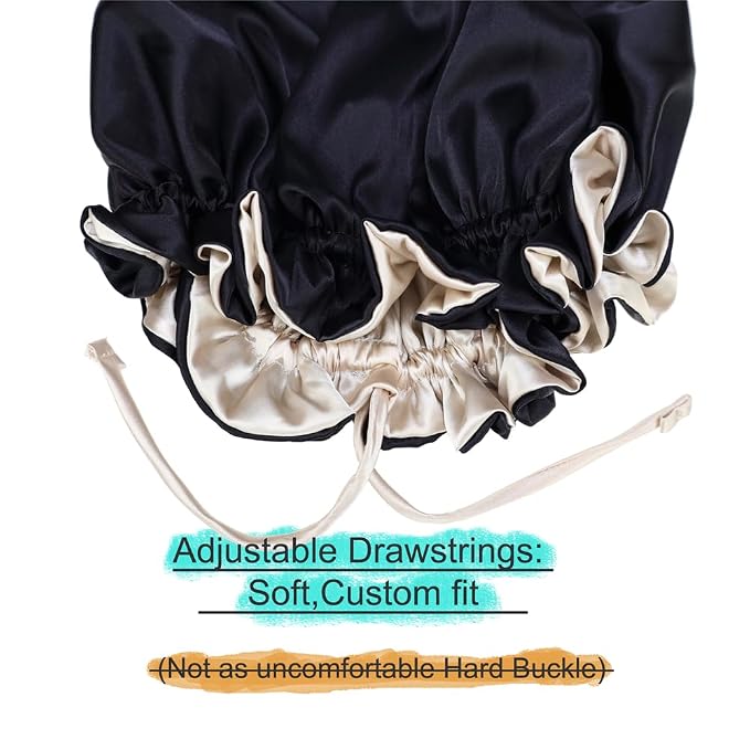 Adjustable Silk Satin Bonnet Hair Care Caps - Image 3