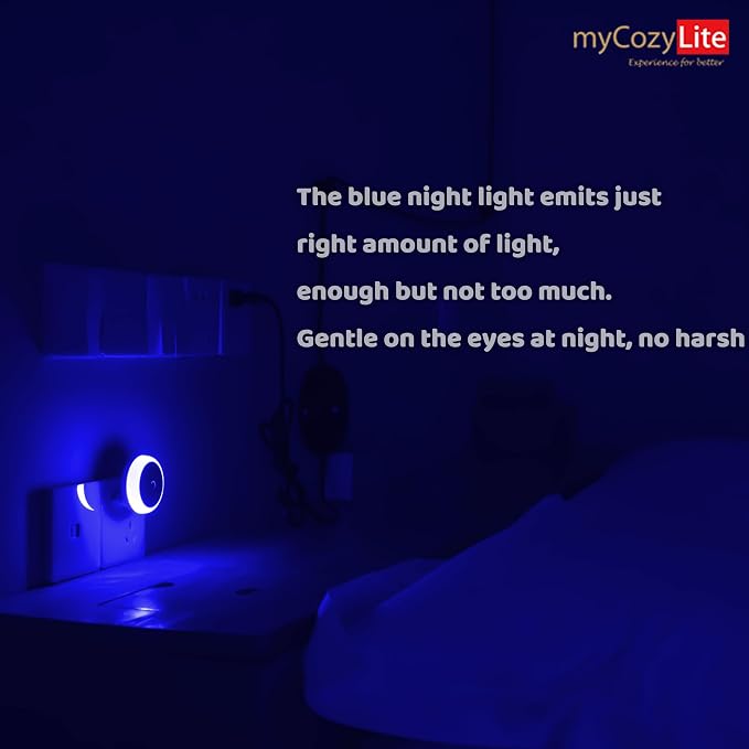 Blue LED Night Light, Plug in, Dusk to Dawn Smart Sensor, Small Round Nightlight - Image 5