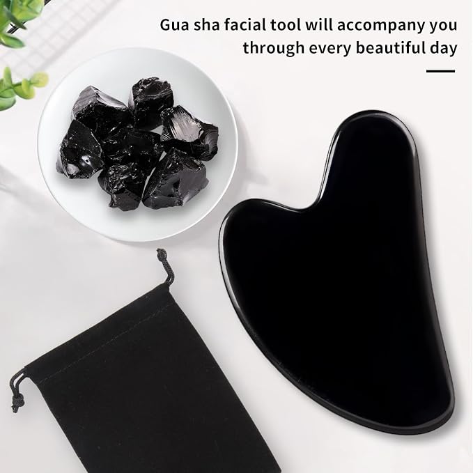 Gua Sha Facial Tools, Natural Obsidian Guasha Tool - Image 6