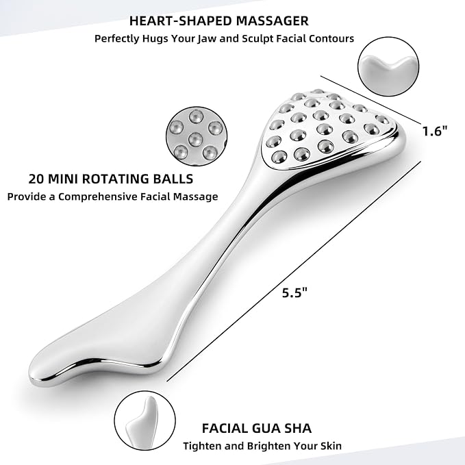 pfefe Stainless Steel Gua Sha & Face Roller, 3-in-1 Dolphin Facial Roller - Image 2