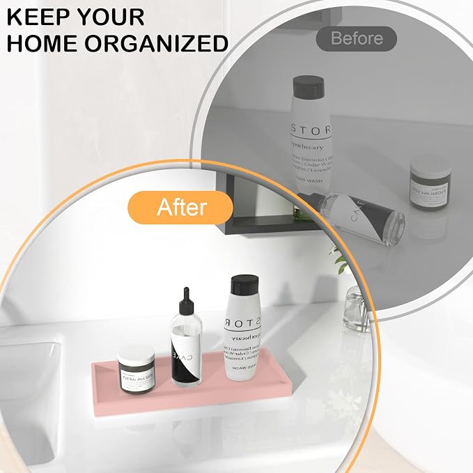 Bathroom Vanity Tray, Silicone 11.8 x 5 Inch Bathroom Counter Tray Decor - Image 4