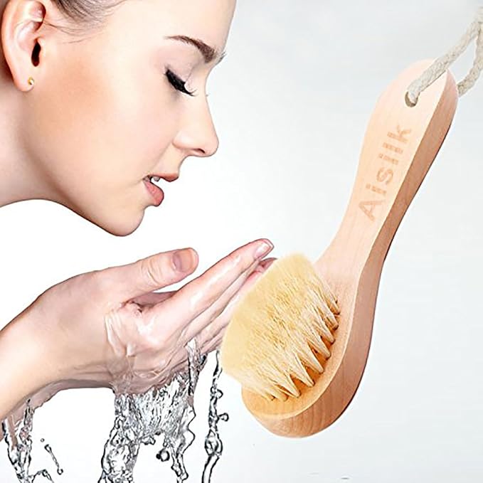Wooden Facial Cleansing Brush Natural Bristles Wood Handle Wash Clean Exfoliate - Image 4