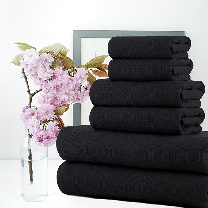 CASA COPENHAGEN Waffle 6Pcs 100% Egyptian Cotton Large Designer Towels Gift - Image 3