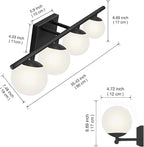 New Bathroom Vanity Light Fixtures Matte Black Milk White Globe Glass Shade 4 - Image 4