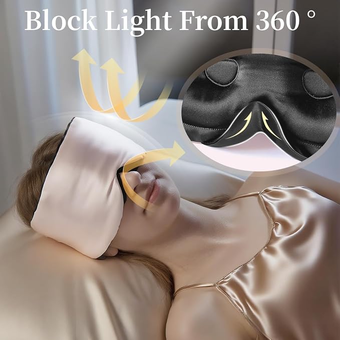 USlixury Silk Sleep Mask, 3D Contoured Sleeping Masks, 100% Mulberry Silk - Image 3