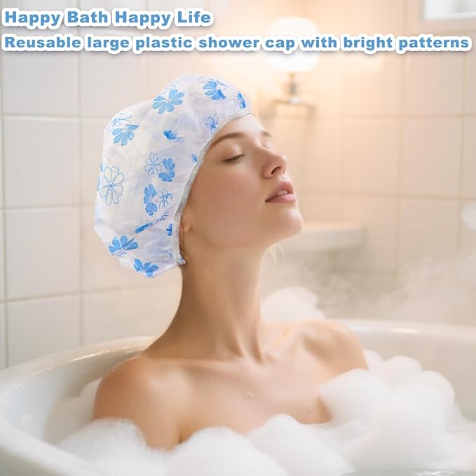 18Pcs Plastic Shower Caps for Women Waterproof Bath Caps Bathing Hair Cap - Image 6