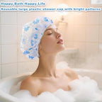 18Pcs Plastic Shower Caps for Women Waterproof Bath Caps Bathing Hair Cap - Image 6