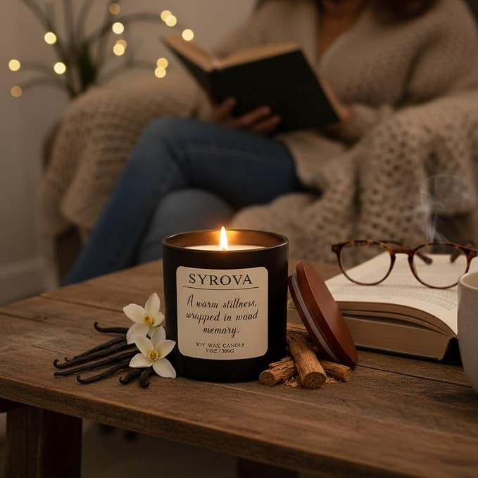 Vanilla & Cedarwood Candle, Luxury Scented Soy Candle 7oz, Cozy Sweet Fragrance - Image 9