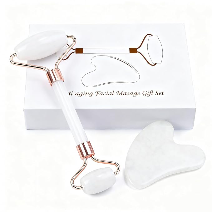 Jade roller and gua sha, facial roller, women's skincare tool, self-care gift by Werncy