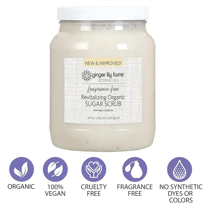 Ginger Lily Farms Botanicals Revitalizing Organic Sugar Scrub, All-Natural Skin - Image 3