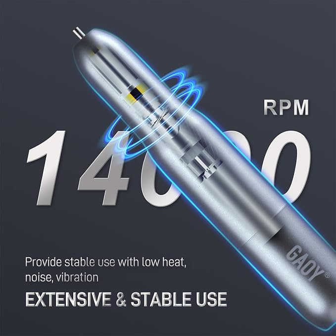 GAOY Electric Nail Drill for Acrylic and Gel, USB Electric Nail File, Portable - Image 3