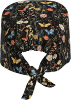Scrub Cap for Women and Men Boho Black Leaf Pattern Adjustable Breathable - Image 8