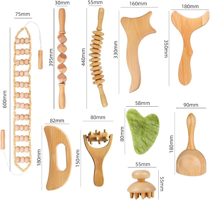 10-in-1 Wood Therapy Massage Tools – Lymphatic Drainage Tools - Image 2