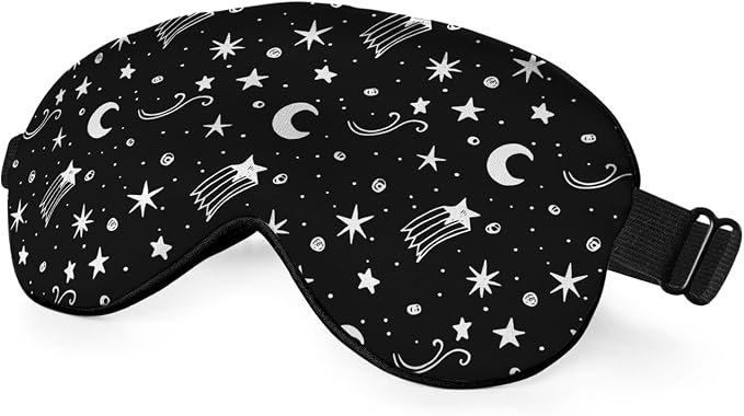 Starry Sky Moon Silk Eye Mask Sleep Mask Night Polka Dots Mystical White Black by Unknown