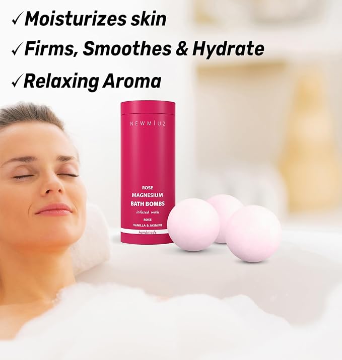 Magnesium Rose Vanilla Bath Bomb Mega Foaming Bubbles Infused - Image 2
