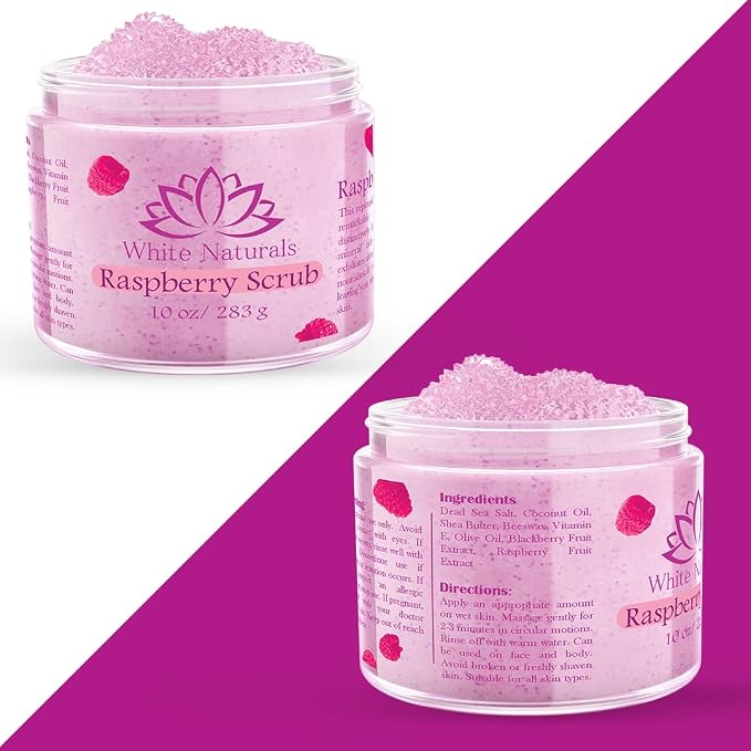 Organic Raspberry Scrub, Natural Exfoliating Salt Body & Face Scrub, Pure - Image 4