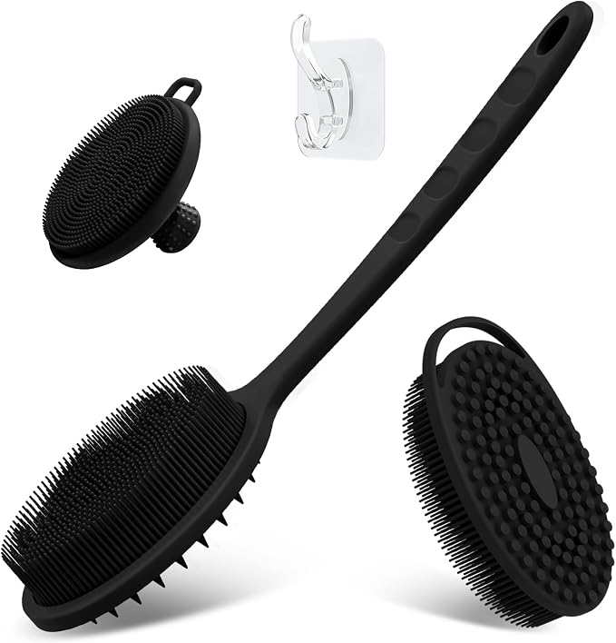 Silicone Back & Body & Face Scrubber Set 3PCS, Gentle Exfoliating Back & Body by GEENOA