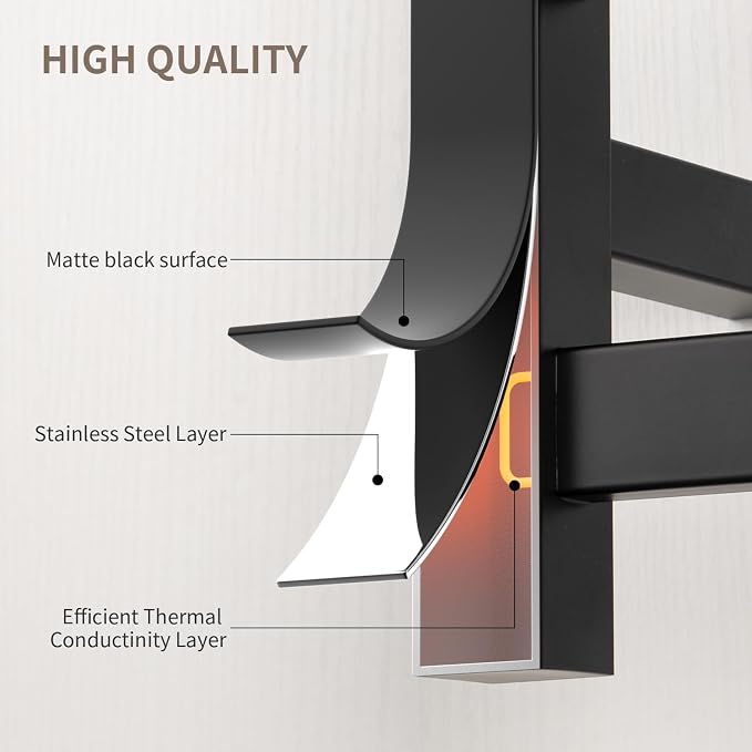 Wall Mounted Towel Warmer Square 6 Bars - Image 7