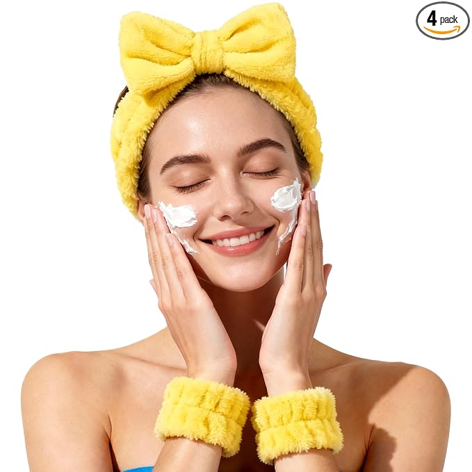 Fmeida Skincare Headband and Face Washing Wristband Set Spa hair band by Fmeida