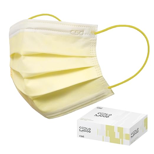 CSD Colo 30 Pcs Yellow Disposable Face Masks, 3 Ply Adult Mask by CSD