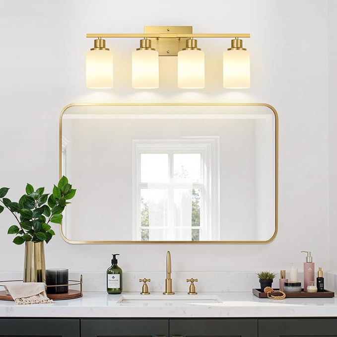 Indoi 4-Light Bathroom Light Fixtures, Brushed Gold Vanity Lights - Image 6