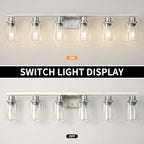 Bathroom Vanity Light, 6-Light Nickel Modern Matte Wall Sconce Lighting - Image 5