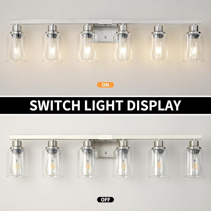 Bathroom Vanity Light, 6-Light Nickel Modern Matte Wall Sconce Lighting - Image 5