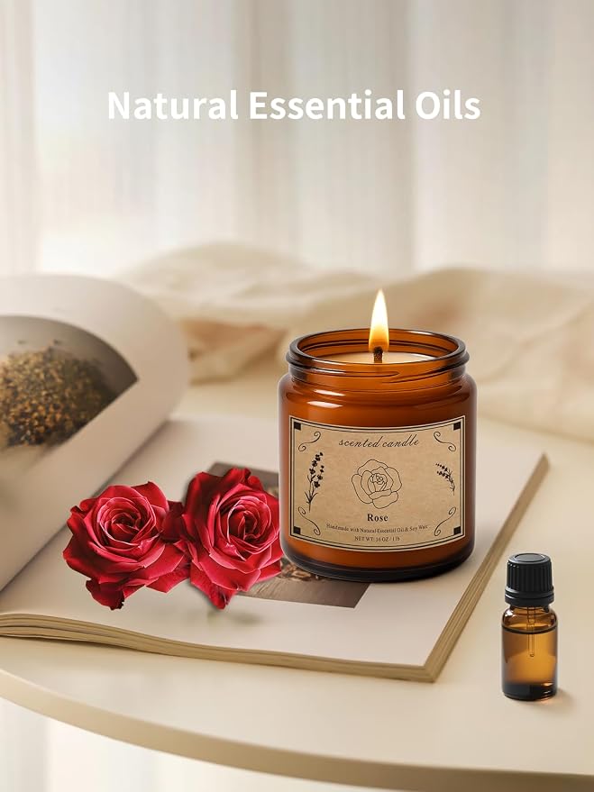 Scented Candles Gift, 16oz Large Jar Scented Candle – Rose Soy Wax Candle - Image 2