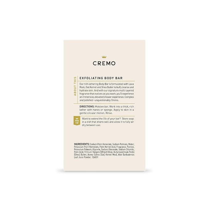 Cremo Exfoliating Body Bar for Men, Italian Bergamot Scent, Cleanses and - Image 7