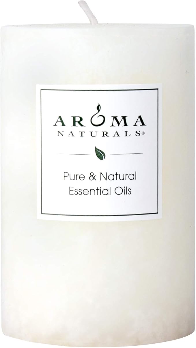 Aroma Naturals Holiday Essential Oil Vanilla & Peppermint Scented Pillar Candle by Aroma+Naturals