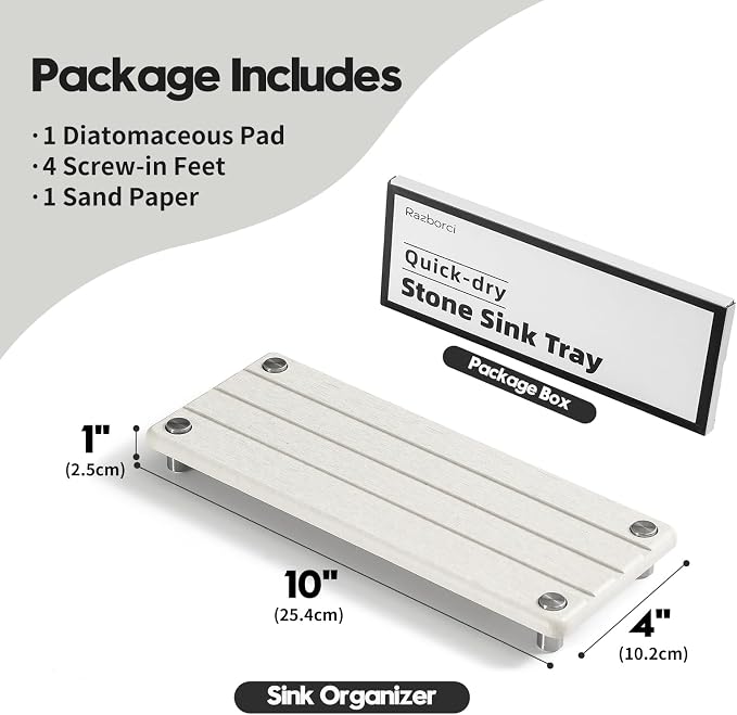 Razborci Quick Dry Bathroom Tray & Kitchen Sink Organizer, Water Absorbing - Image 6