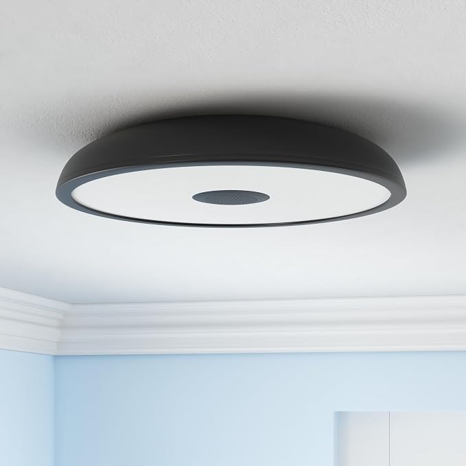 Black Smart Waterproof LED Flush Mount Ceiling Light Fixture, - Image 2