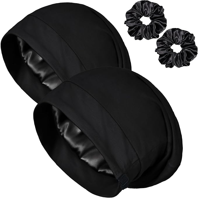 Satin Bonnet for Sleeping Night Cap, Adjustable Satin Lined Silk Bonnets Sleep by ROYBENS