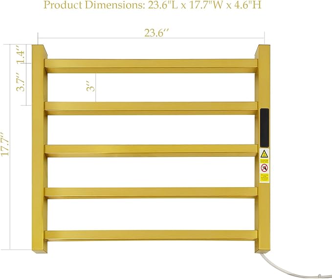 Luxury Heated Towel Rack Wall Mounted Towel Warmers, 5 Bars Towel Warmer Rack - Image 2