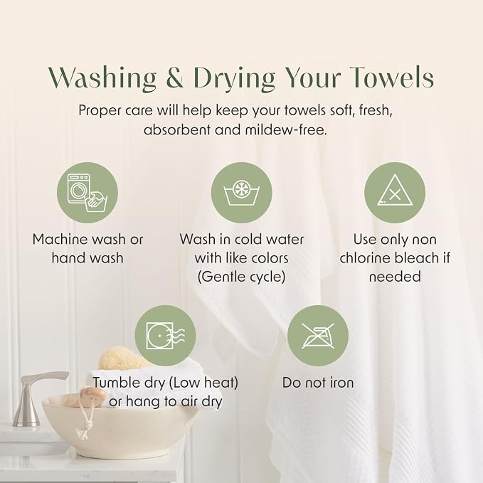 Springtree Home 100% Cotton Bath Towel Set | 6 Piece Set | Absorbent & - Image 8
