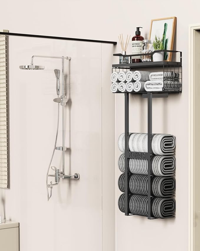 Aetyord Towel Racks for Bathroom 31inch Wall Mounted Towel Rack, Floating Shelf - Image 5