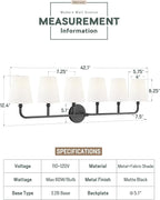 Bathroom Light Fixtures, 42 Inch Matte Black Vanity Lights - Image 2