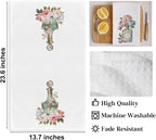 2pcs Vintage Rose and Perfume Bottle Floral Kitchen Towels, Perfume Lover Gift - Image 2