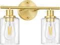 FOLKSMATE Bathroom Light Fixtures, 2-Light Brushed Brass Vanity Light, Modern by FOLKSMATE