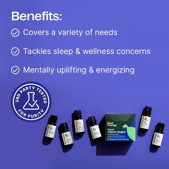 Plant Therapy Top 6 USDA Organic Essential Oil Set - Image 2